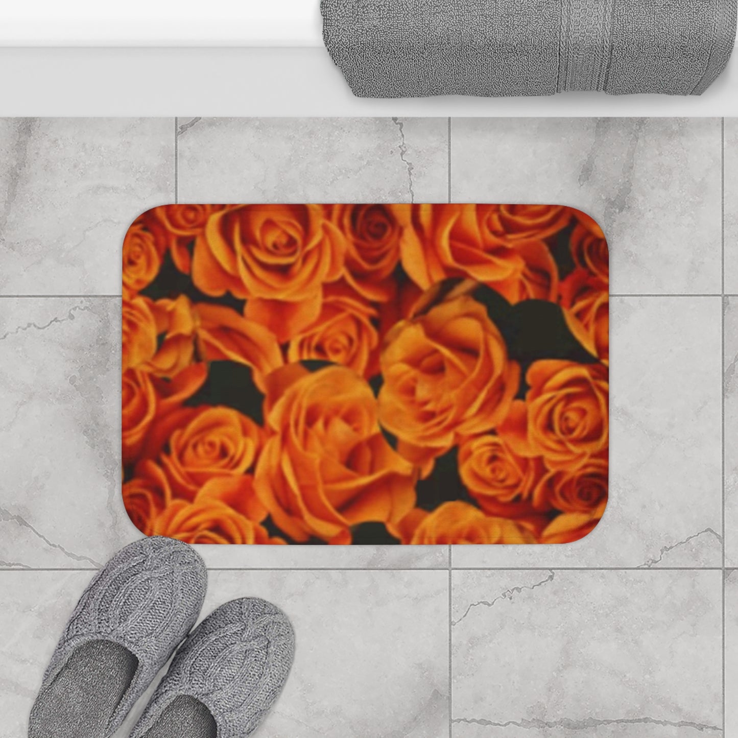 Orange Roses Bath Mat