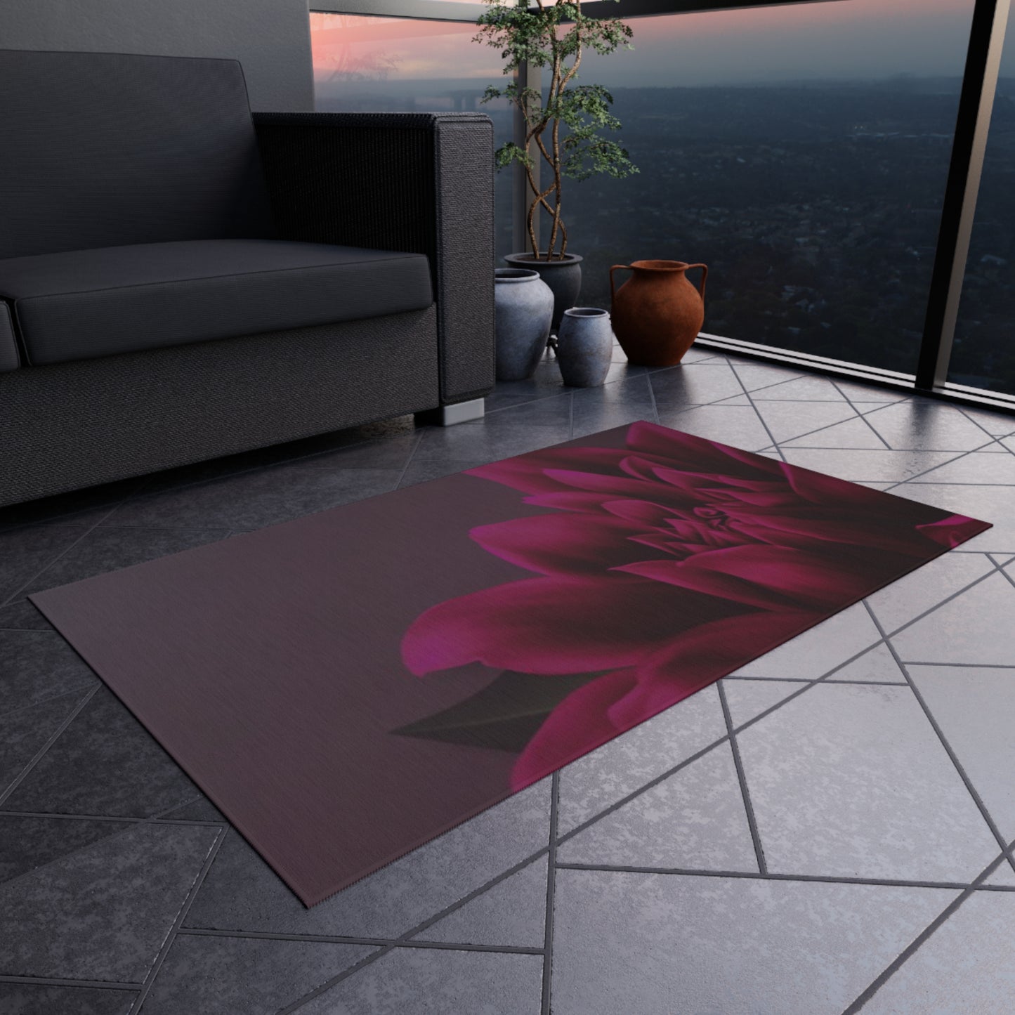 Magenta Dahlia Outdoor Rug