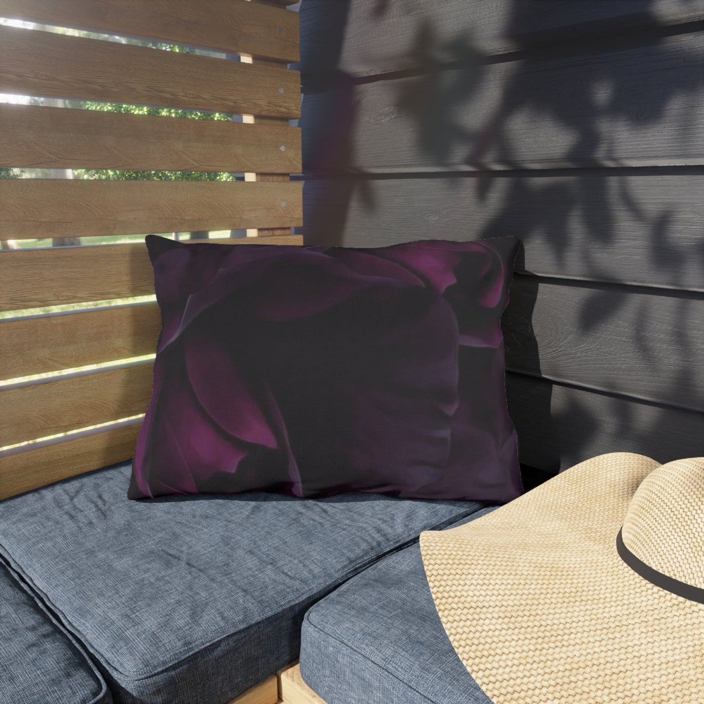 Dark Purple Floral Outdoor Pillow