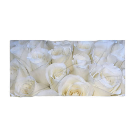 Floral Beach Soft Towel – White Roses