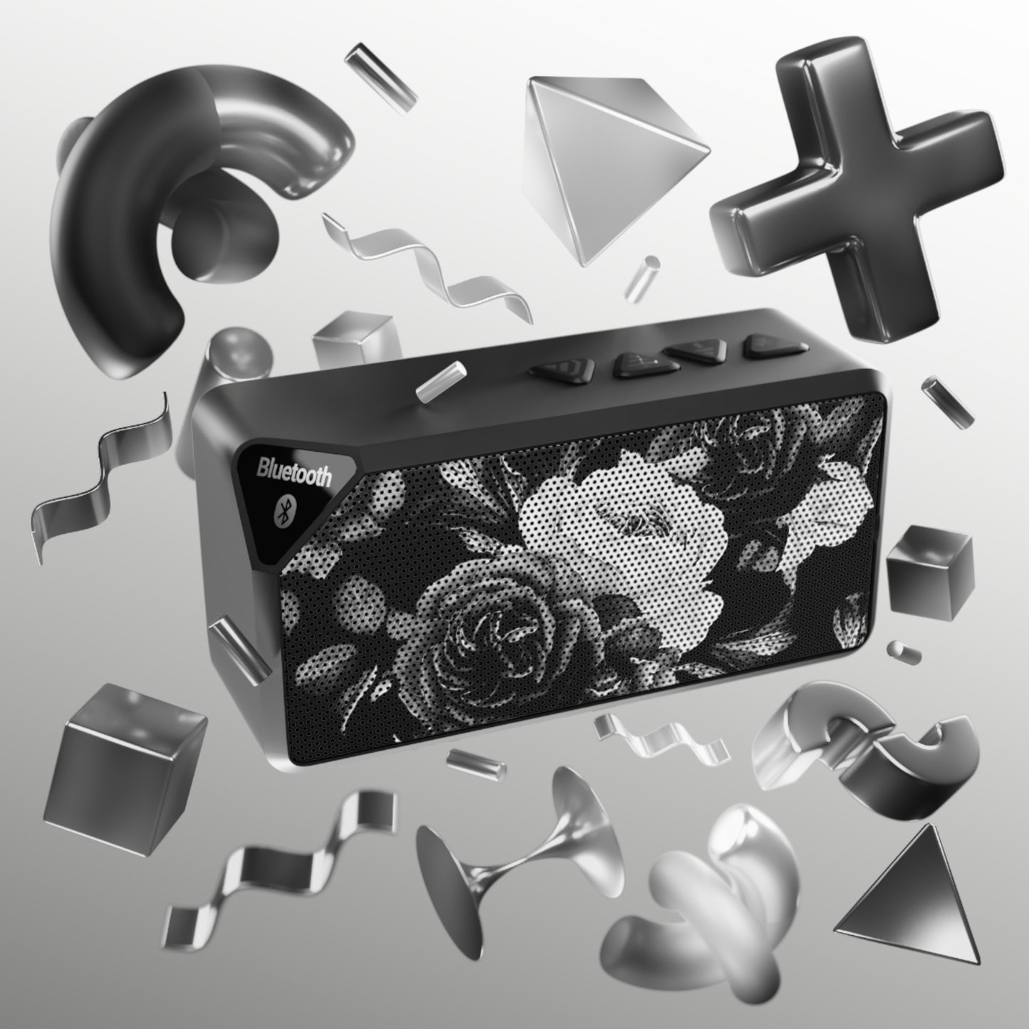 Black & White Floral Bluetooth Speaker