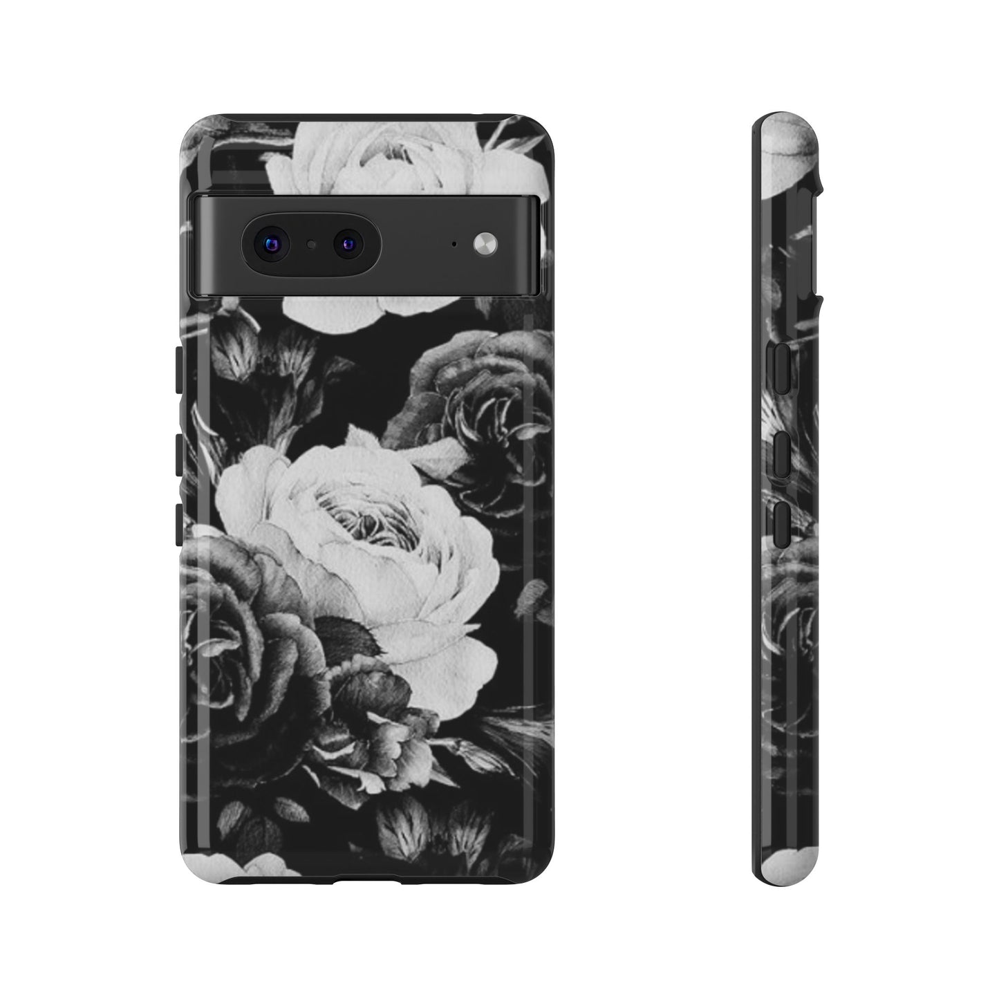 Black and White Floral Tough Phone Case