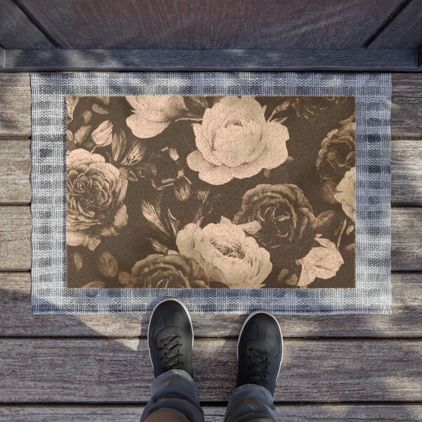 Black & White Floral Doormat