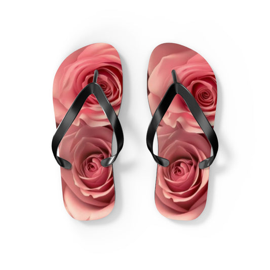 Pink Roses Flip Flops