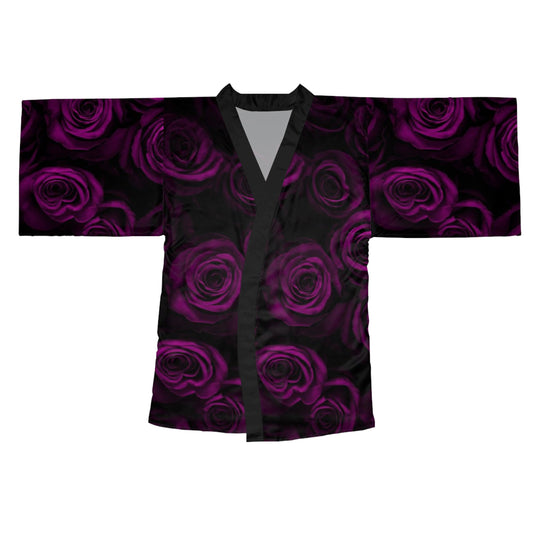 Dark Purple Roses Kimono Robe