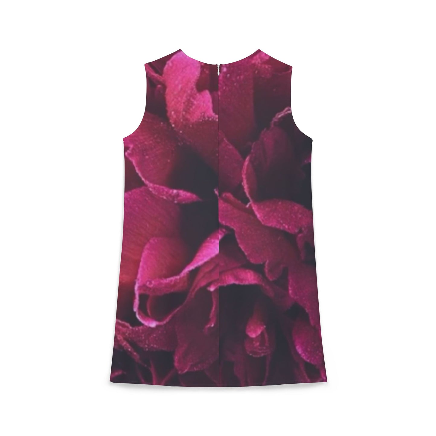 Magenta All Over Floral Design Sleeveless Dress