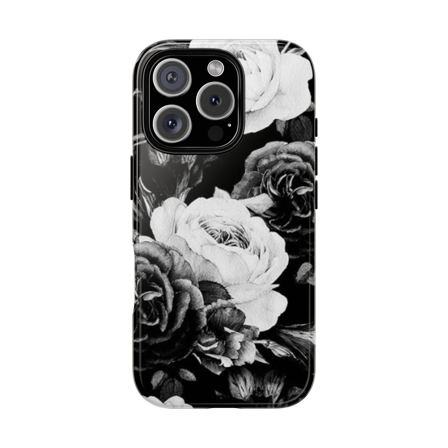Black and White Floral Tough Phone Case