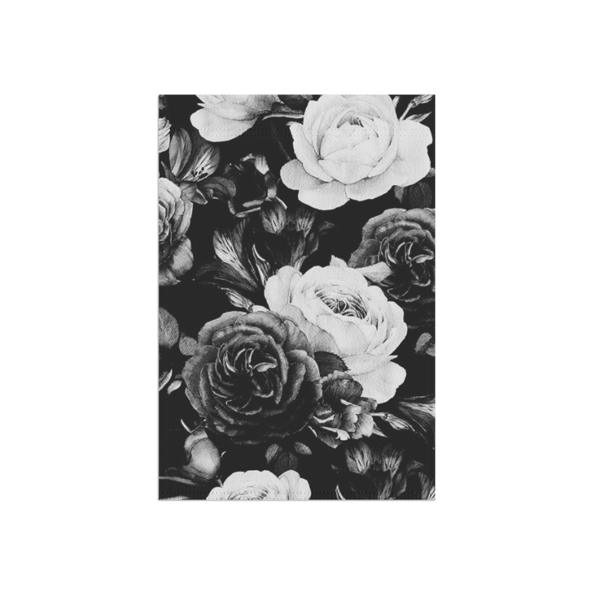 Black & White Floral Garden and House Banner – Minimalist Outdoor Decor