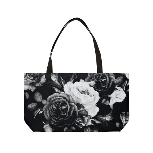 Black and White Floral Tote Bag – Stylish, Spacious & Floral-Fresh