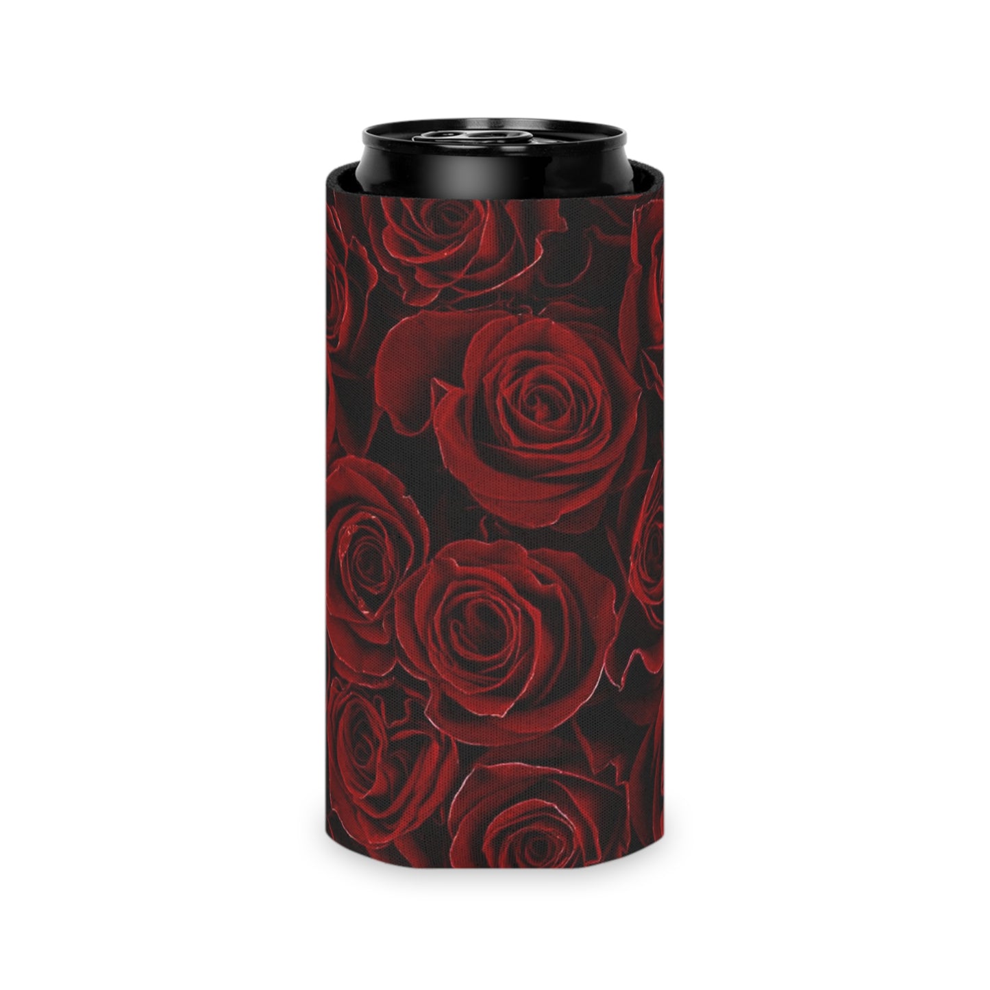 Floral Can Cooler - Red Roses Design
