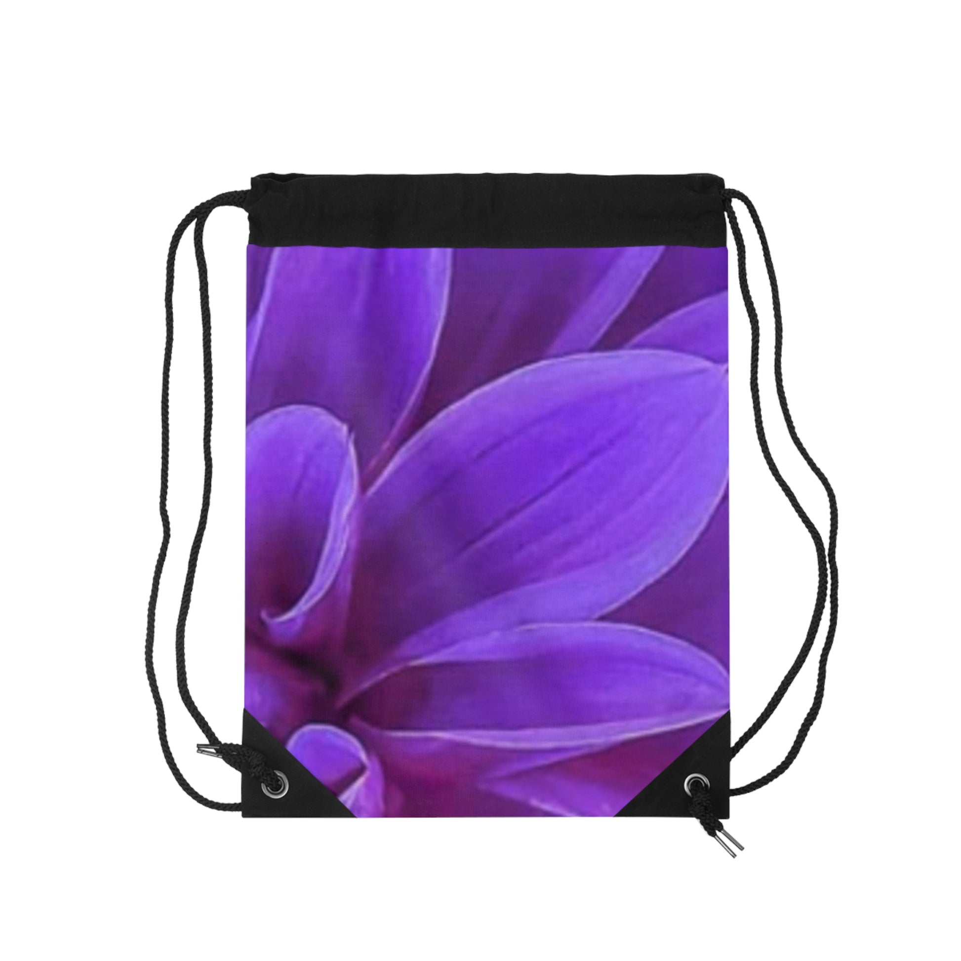 Purple Dahlia Floral Drawstring Bag