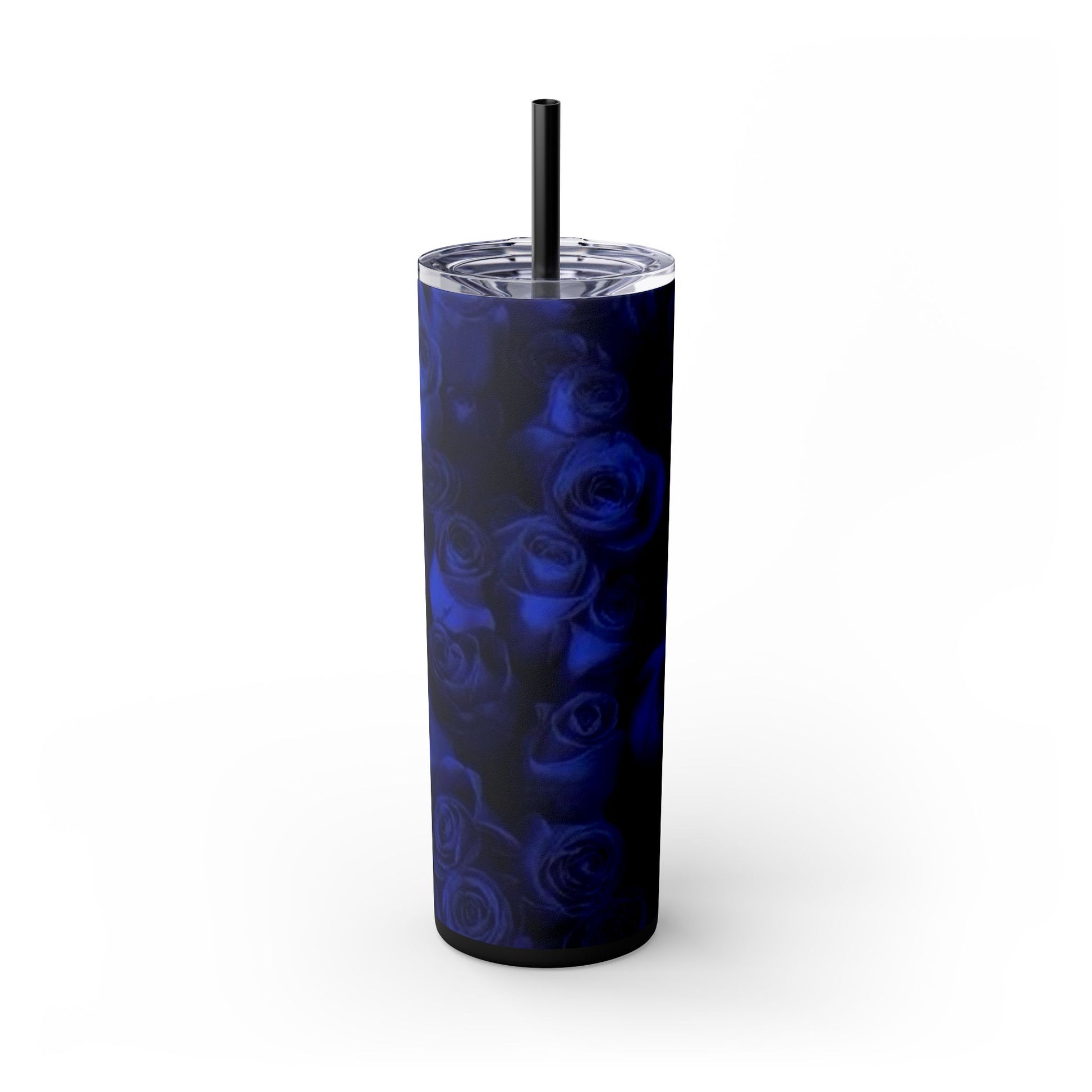 Dark Blue Roses Skinny Tumbler – Durable Stainless Steel 20 oz