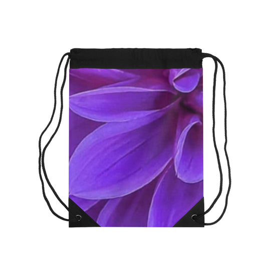 Purple Dahlia Floral Drawstring Bag