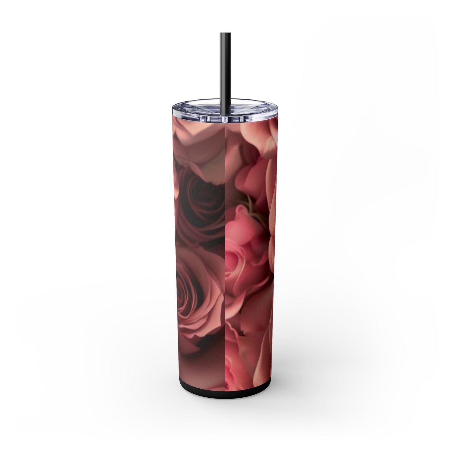 Pink Roses Floral Skinny Tumbler – Durable Stainless Steel 20 oz