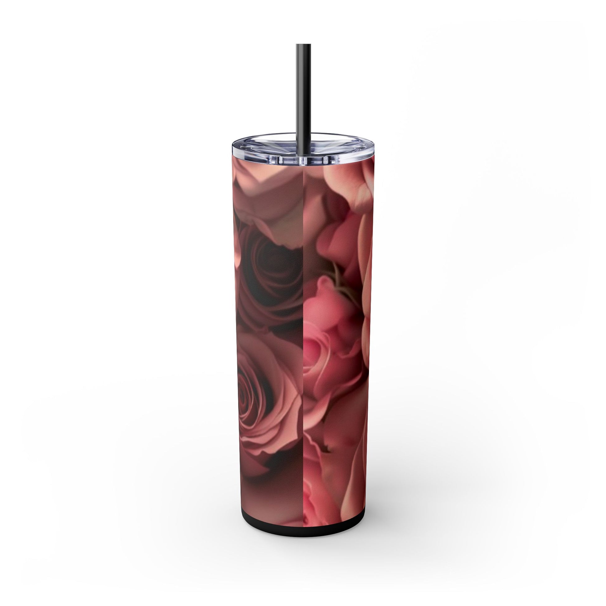 Pink Roses Floral Skinny Tumbler – Durable Stainless Steel 20 oz