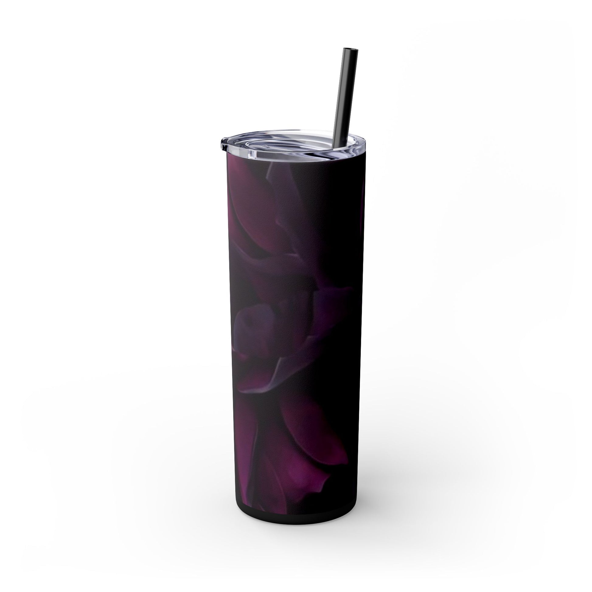 Dark Purple Floral Skinny Tumbler – Durable Stainless Steel 20 oz