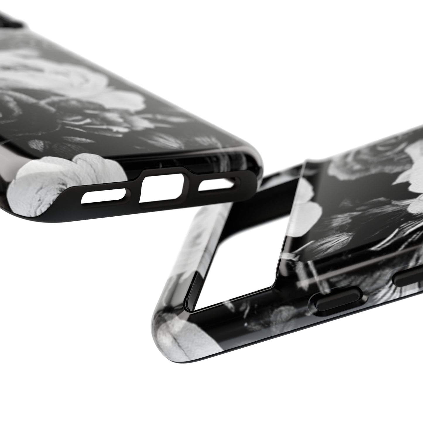 Black and White Floral Tough Phone Case