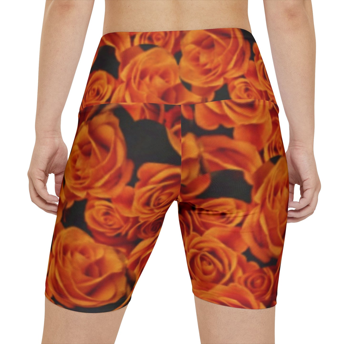 Orange Roses Floral Design Women's Workout Shorts