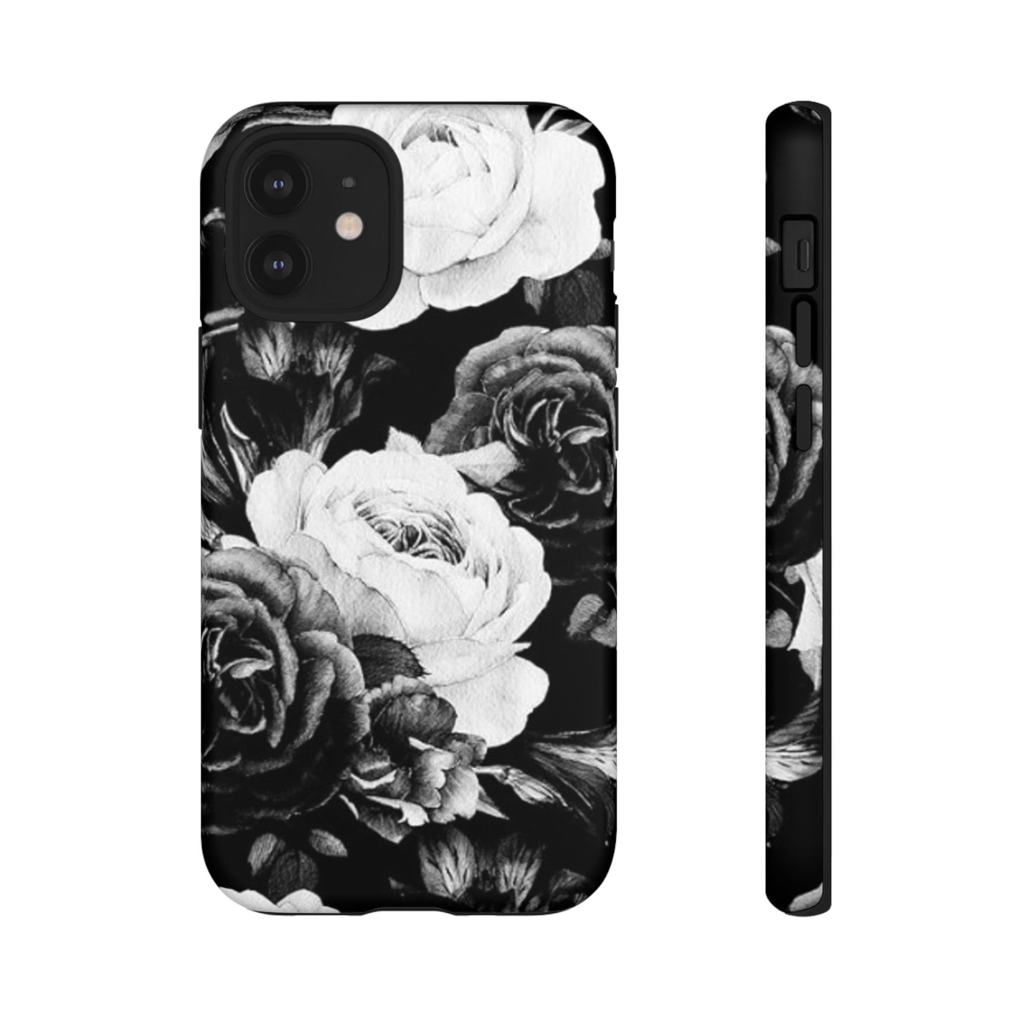 Black and White Floral Tough Phone Case