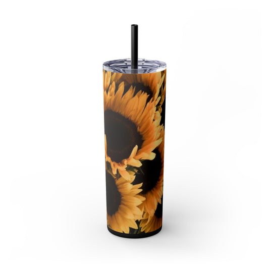 Sunflower Floral Skinny Tumbler – Durable Stainless Steel 20 oz