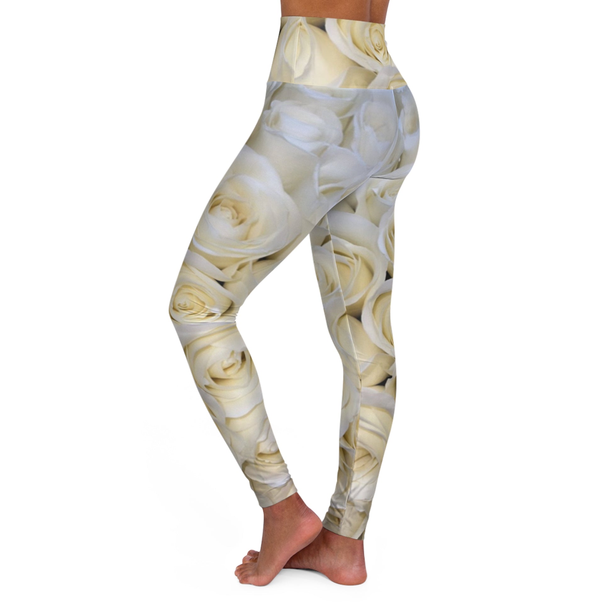 White Roses Floral Skinny Fit Legging for Gym