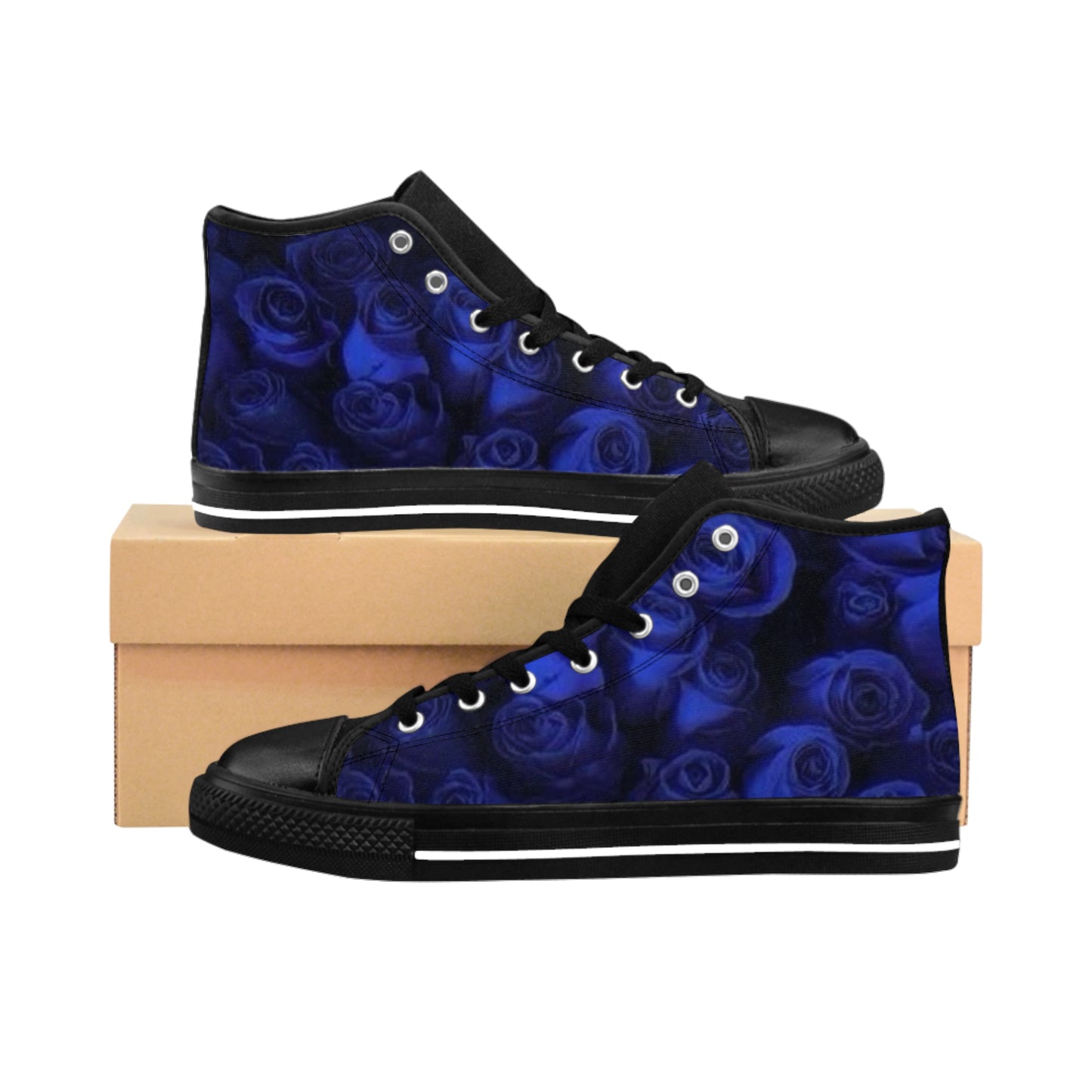 Dark Blue Roses High Top Sneakers