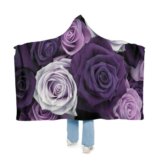 Purple Roses Hood Blanket