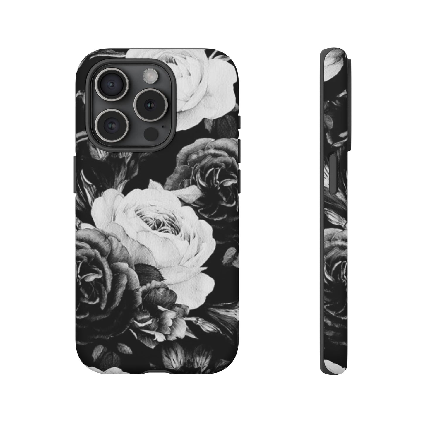 Black and White Floral Tough Phone Case