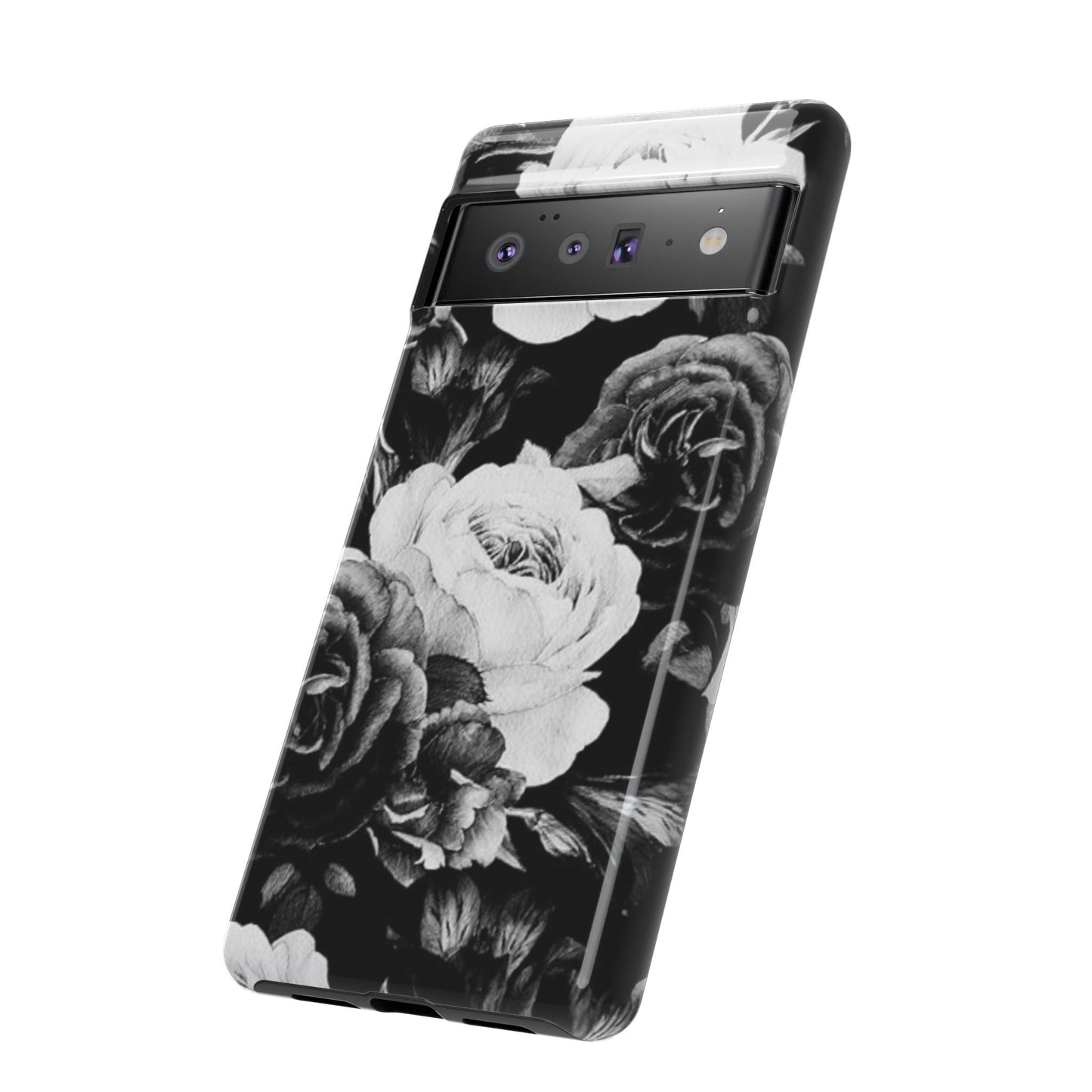 Black and White Floral Tough Phone Case