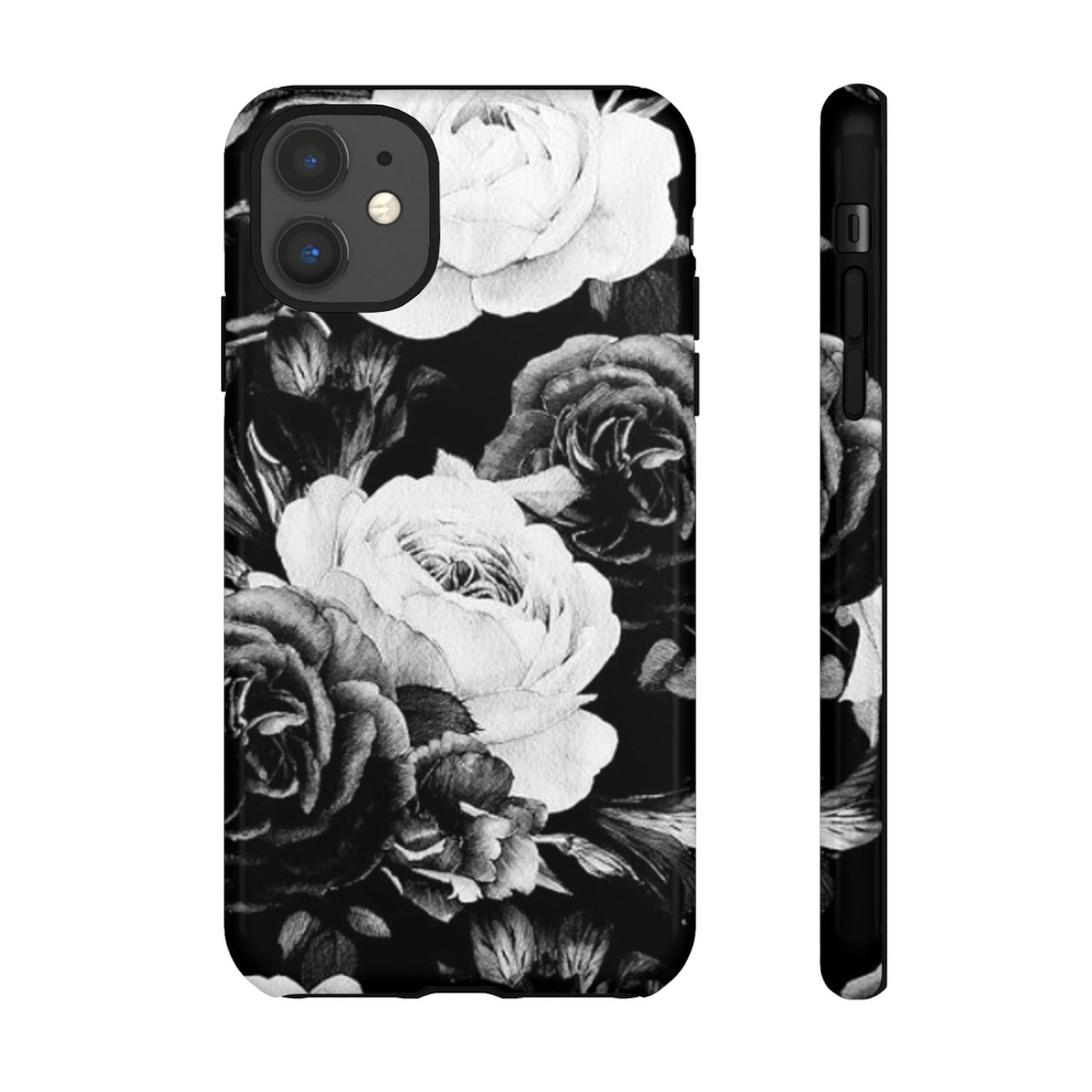 Black and White Floral Tough Phone Case
