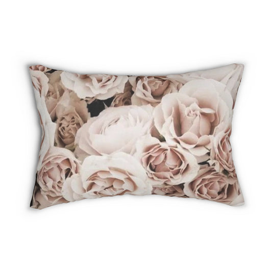Floral Lumbar Pillow – Light Pink Floral Style