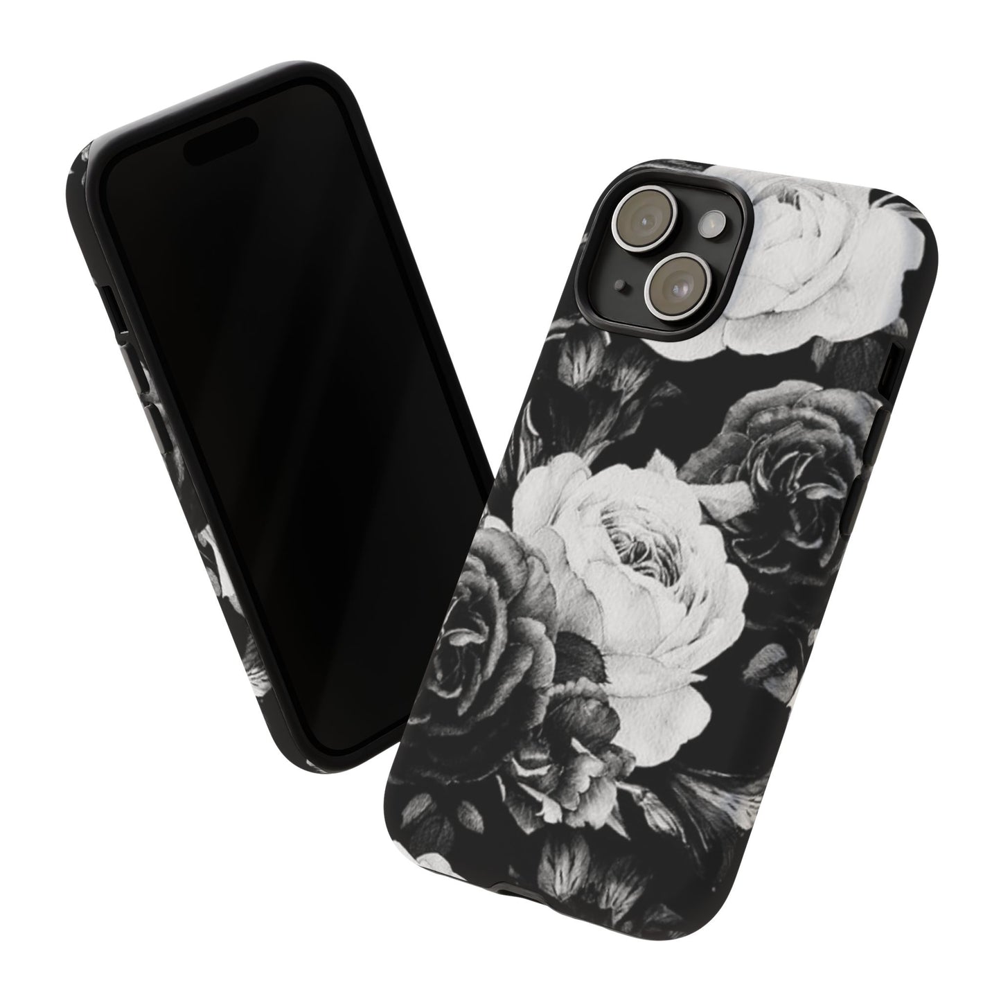 Black and White Floral Tough Phone Case