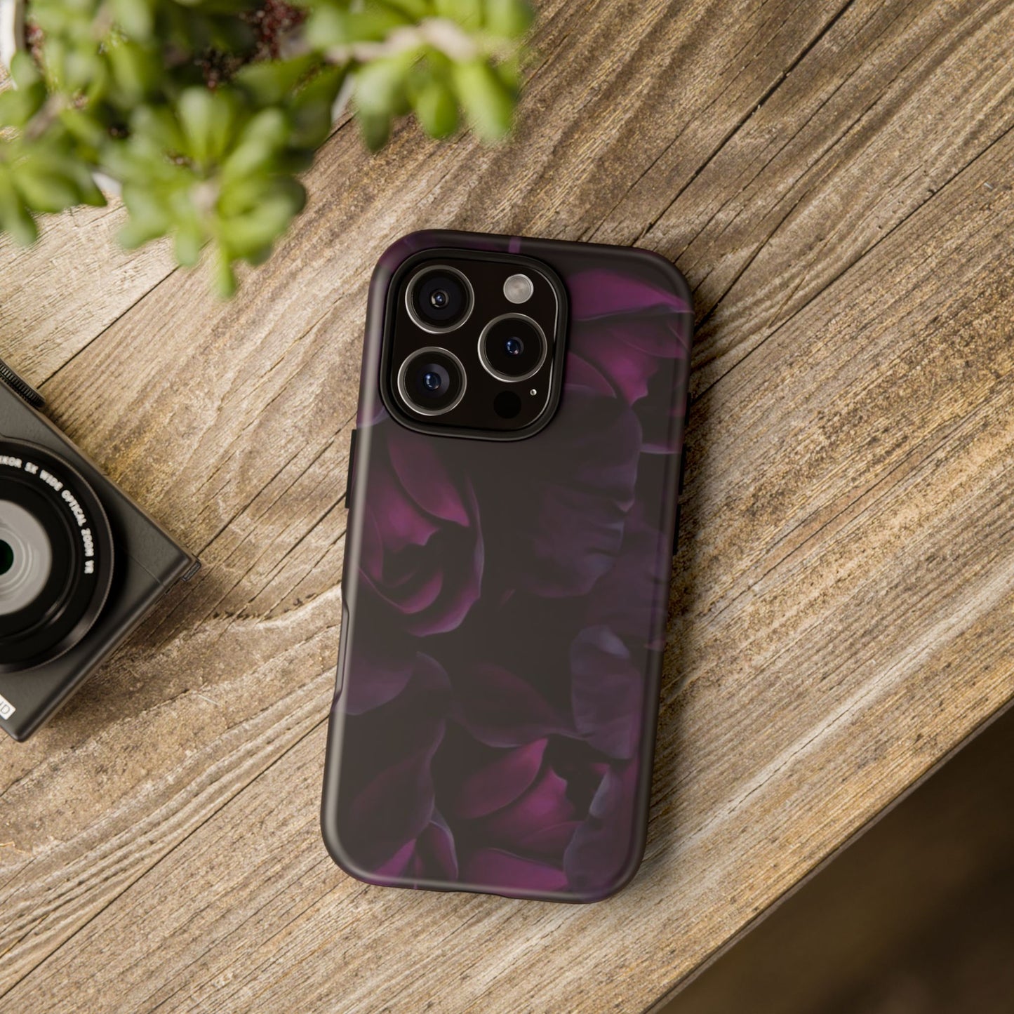 Dark Purple Floral Tough Phone Case