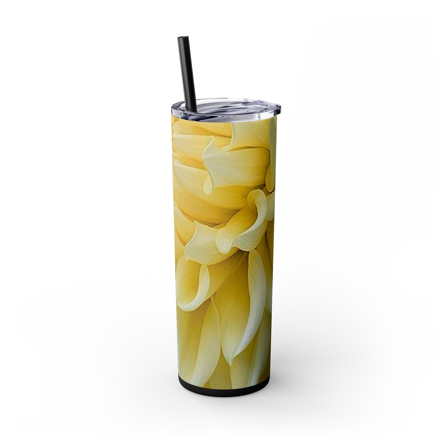 Yellow Dahlia Skinny Tumbler with Straw, 20oz