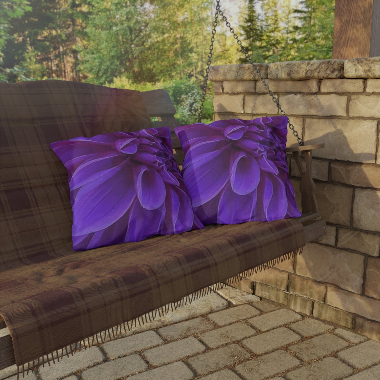 Purple Dahlia Outdoor Pillow