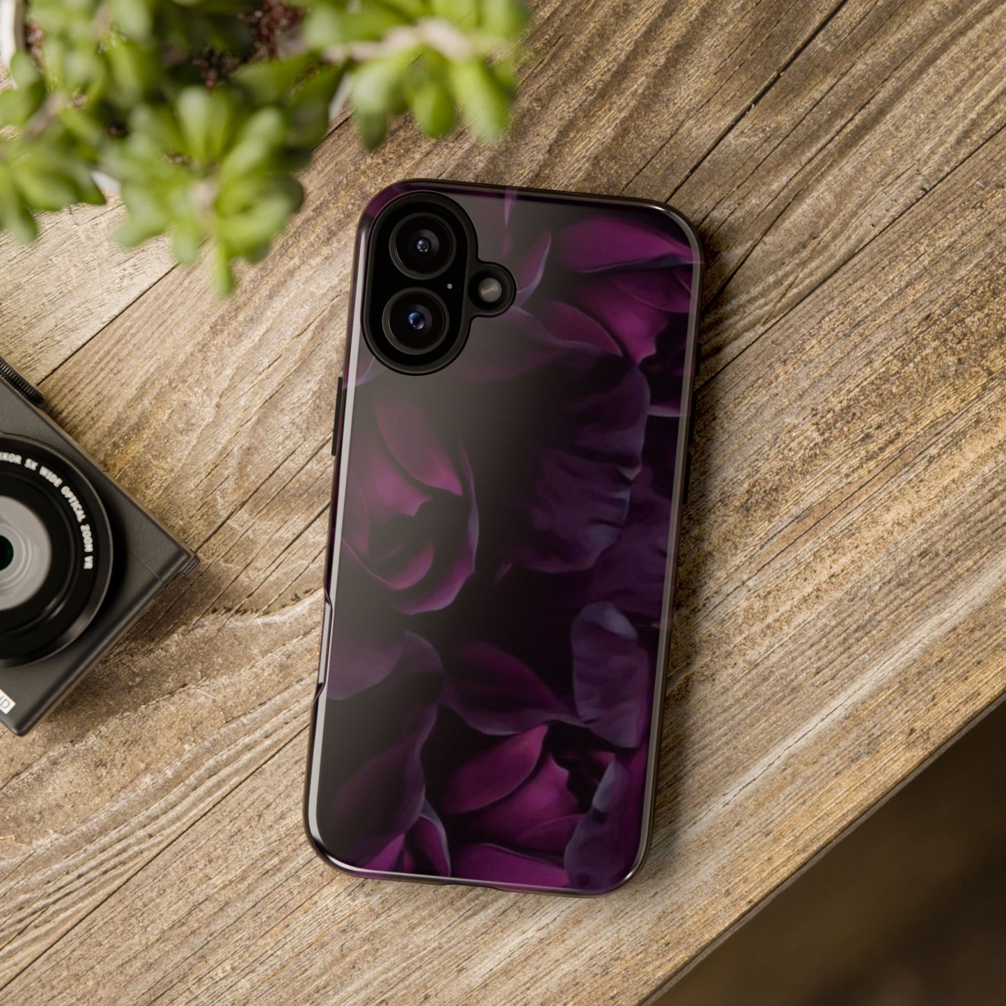 Dark Purple Floral Tough Phone Case
