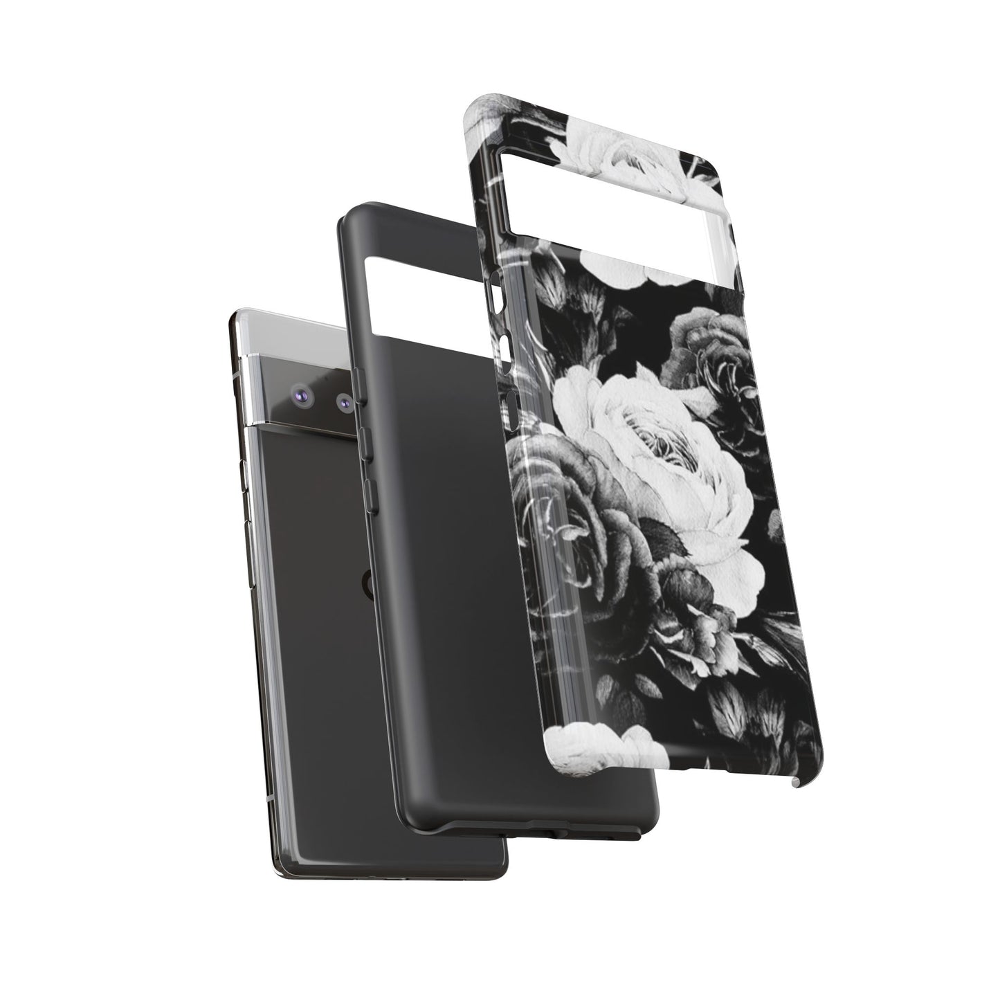 Black and White Floral Tough Phone Case