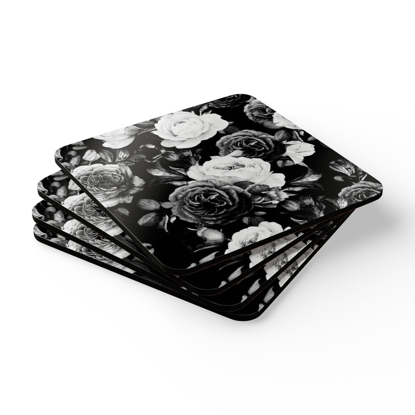 Black & White Floral Drink Coasters For Table – Stylish & Durable Surface Protection