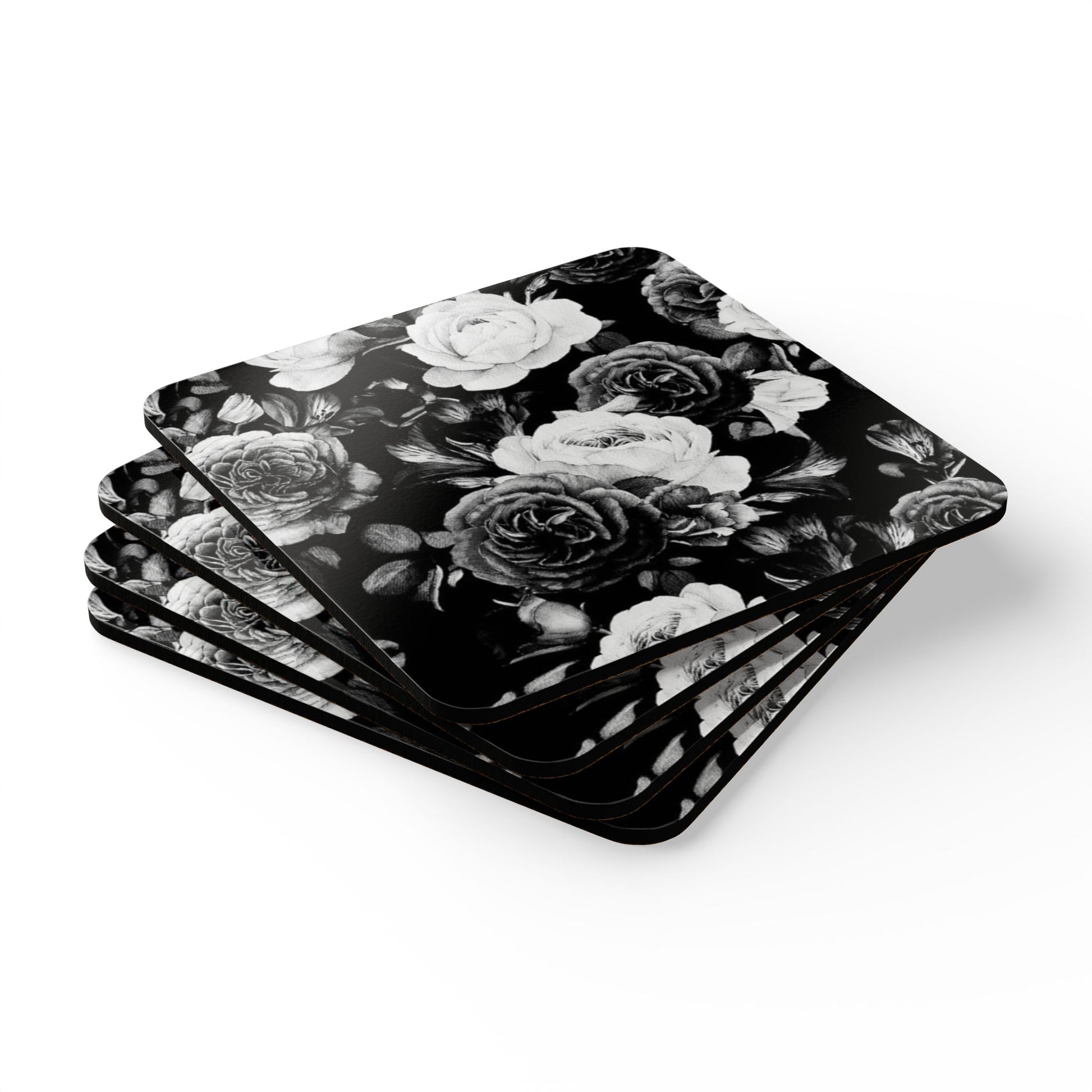 Black & White Floral Drink Coasters For Table – Stylish & Durable Surface Protection