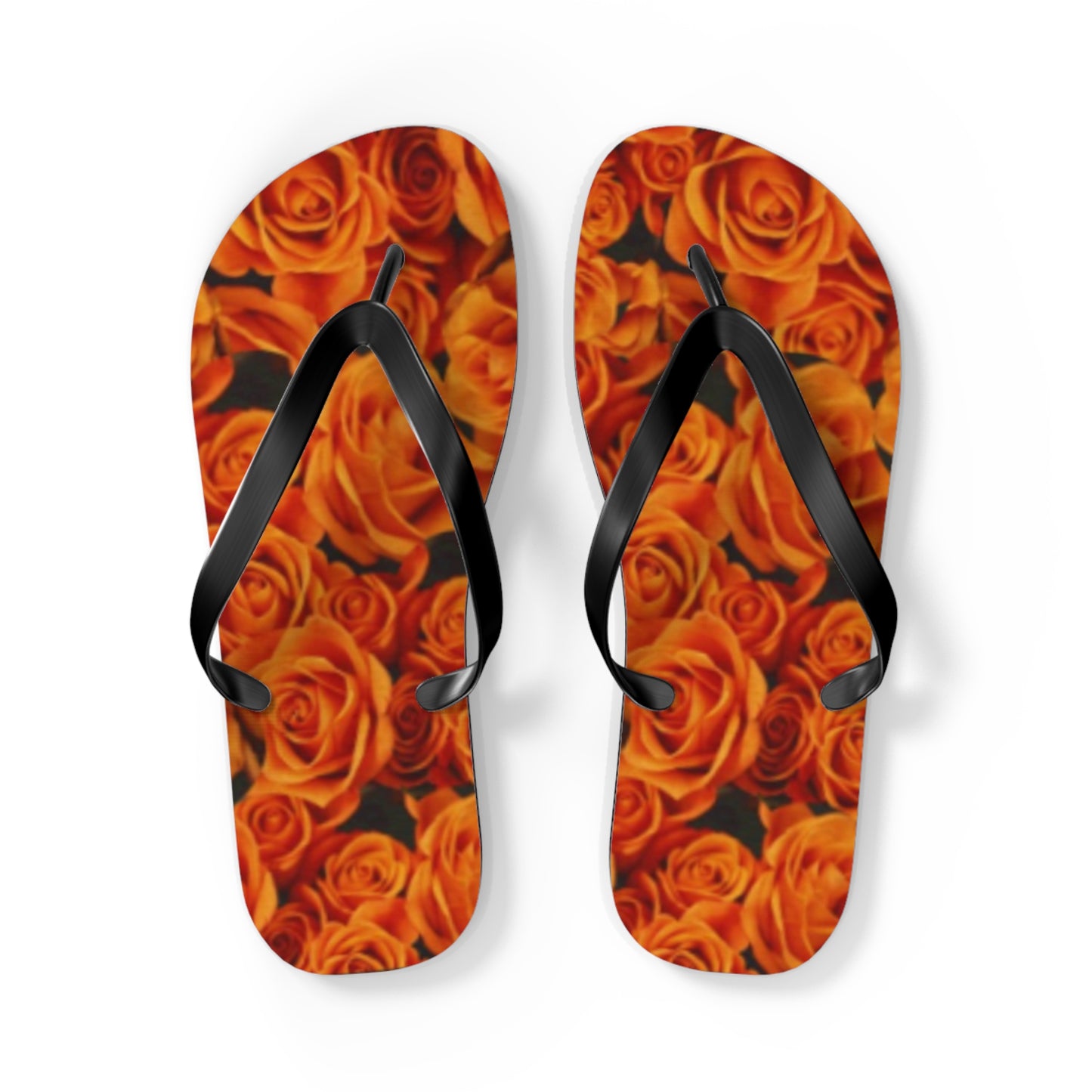 Orange Roses Floral Design Flip Flops