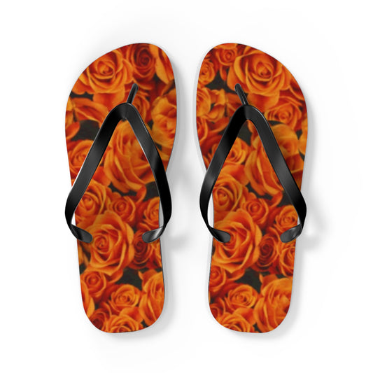Orange Roses Floral Design Flip Flops