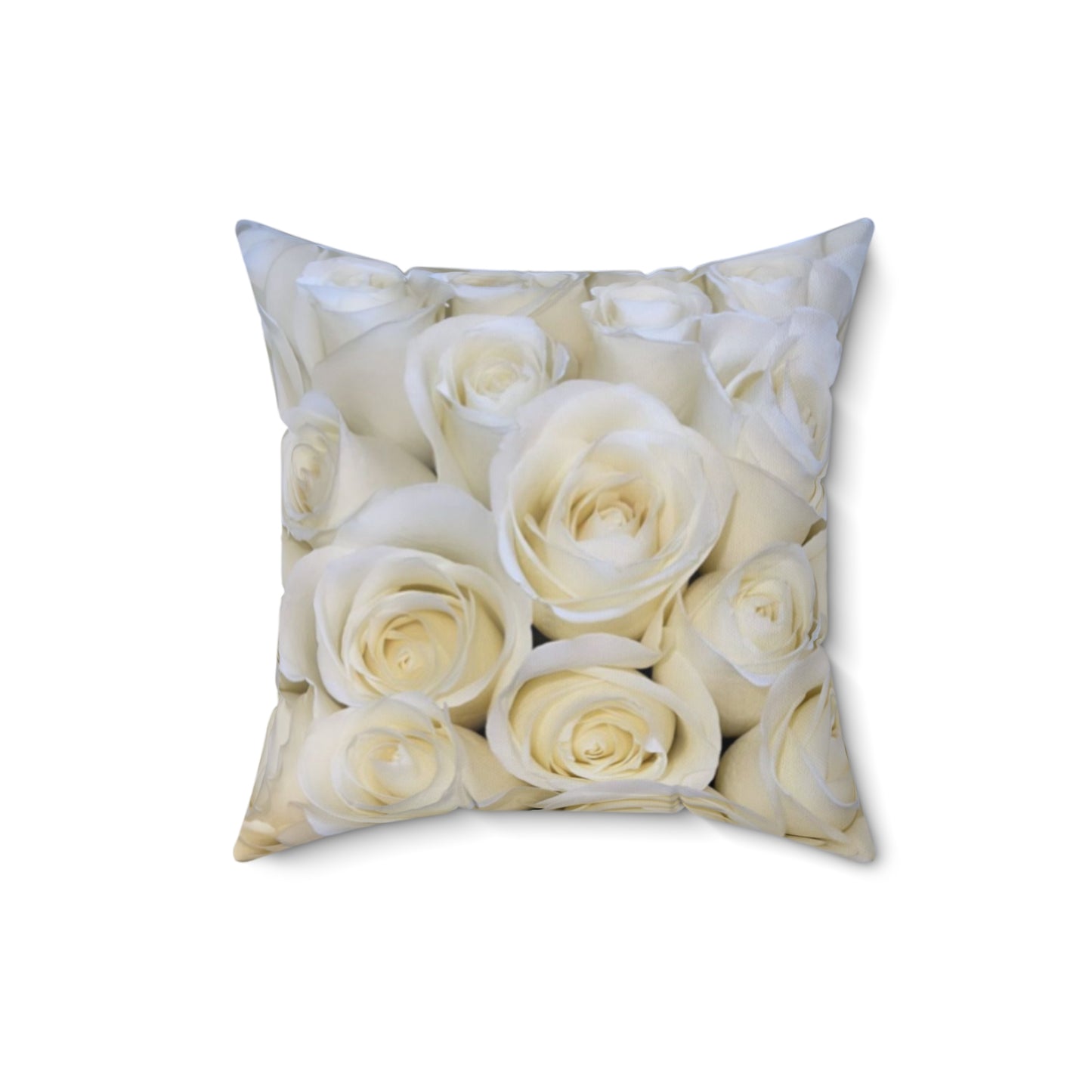White Roses Floral Square Pillow
