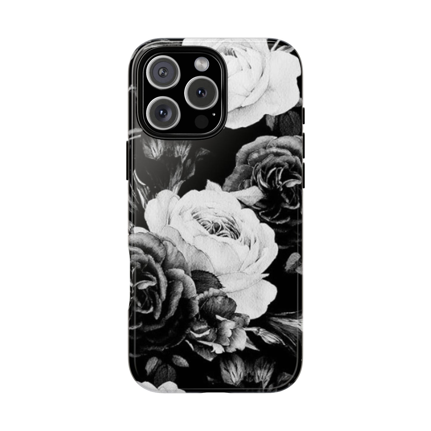 Black and White Floral Tough Phone Case