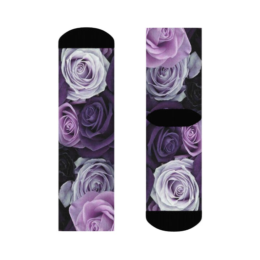 Purple Roses Crew Socks