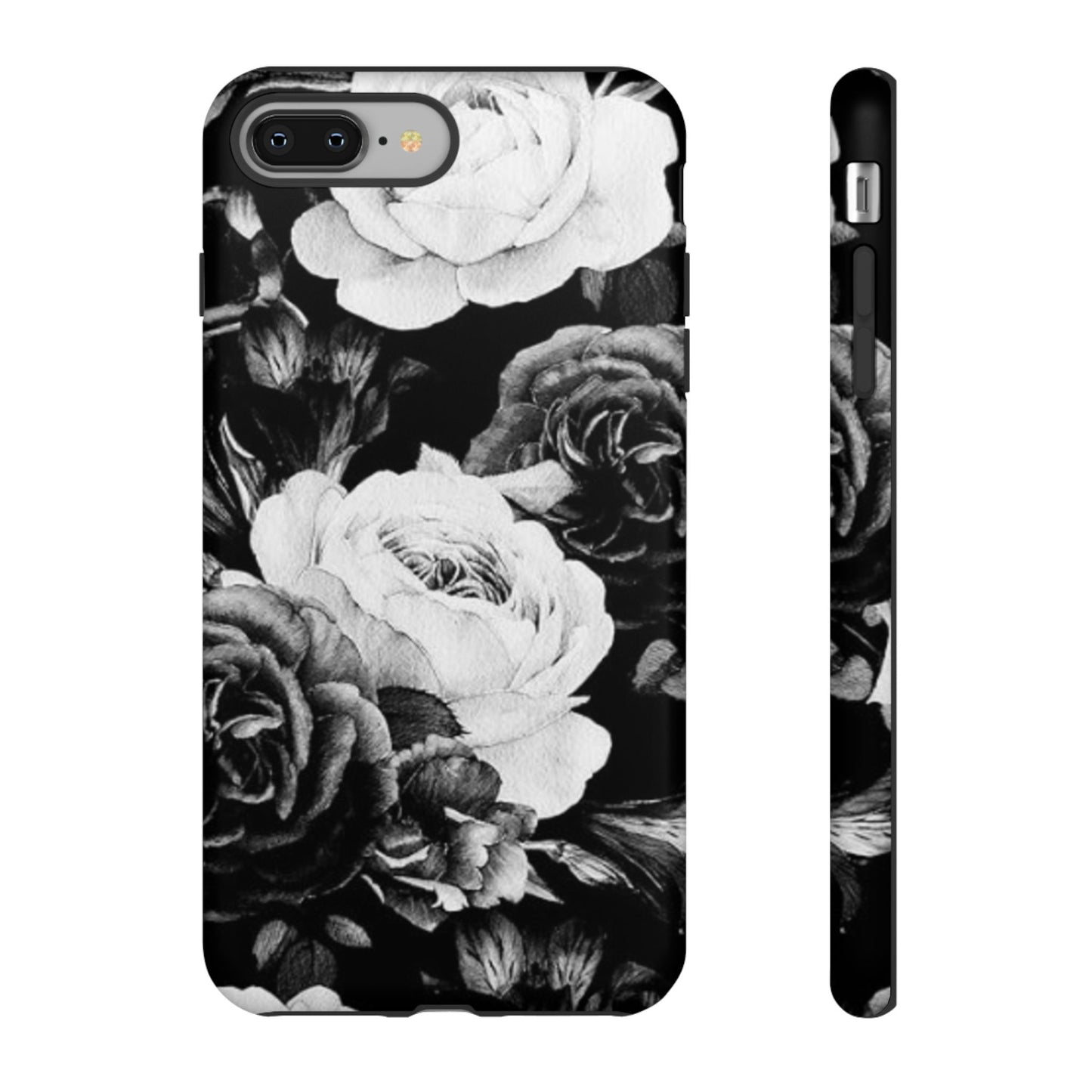 Black and White Floral Tough Phone Case