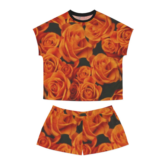 Orange Roses Women's Short Pajama Set