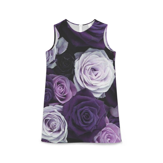 Purple Roses Sleeveless Dress