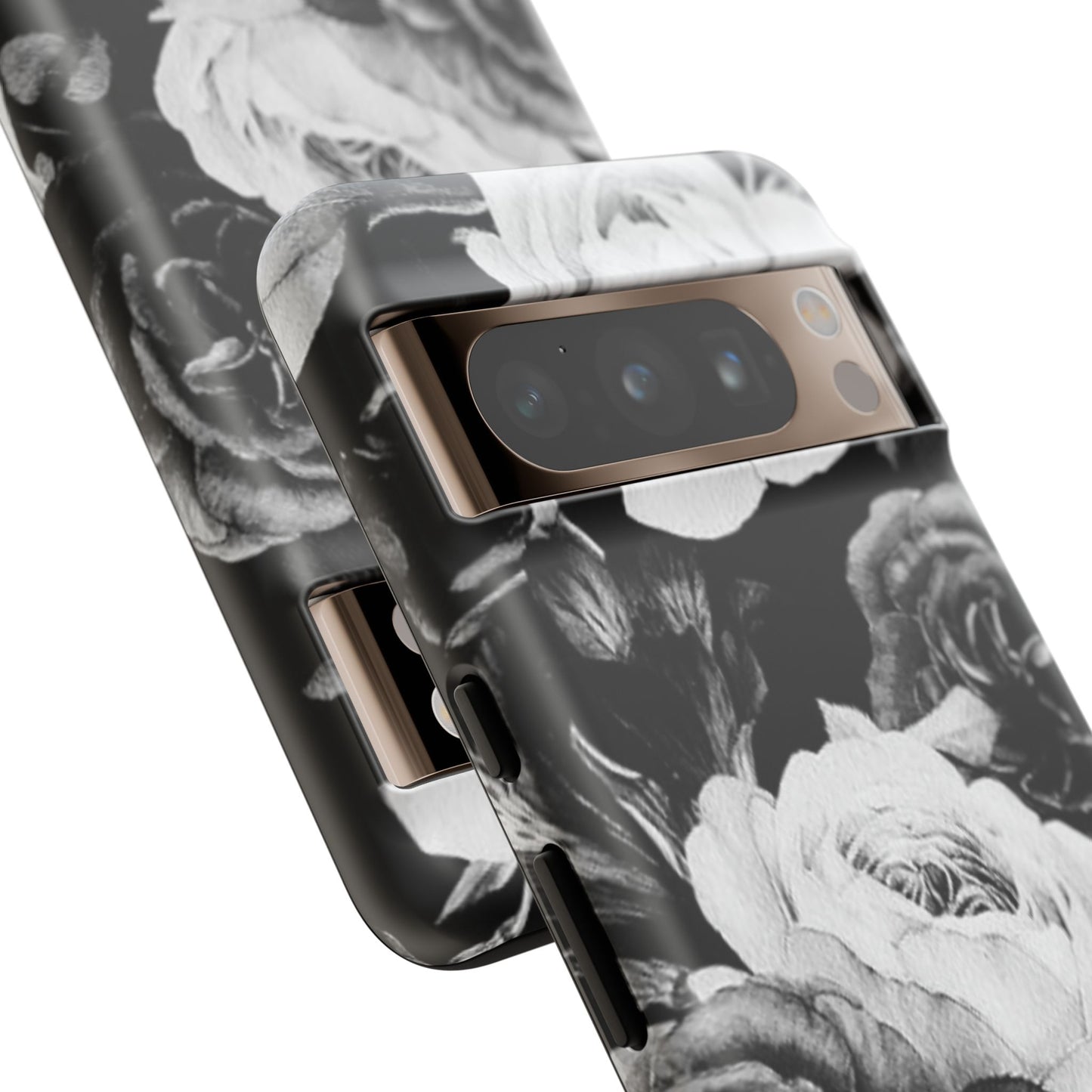 Black and White Floral Tough Phone Case