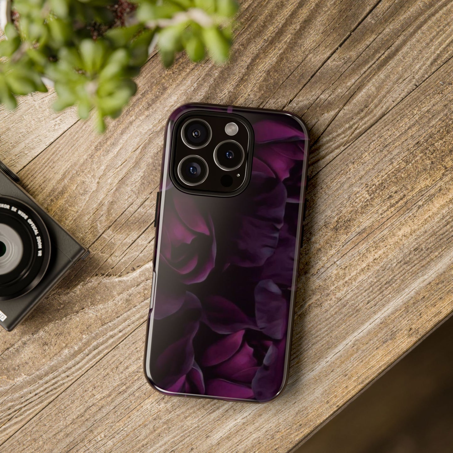 Dark Purple Floral Tough Phone Case