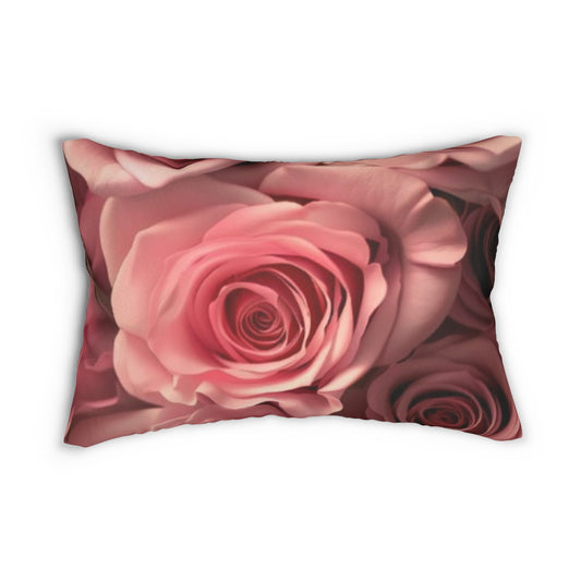 Pink Roses Lumbar Pillow